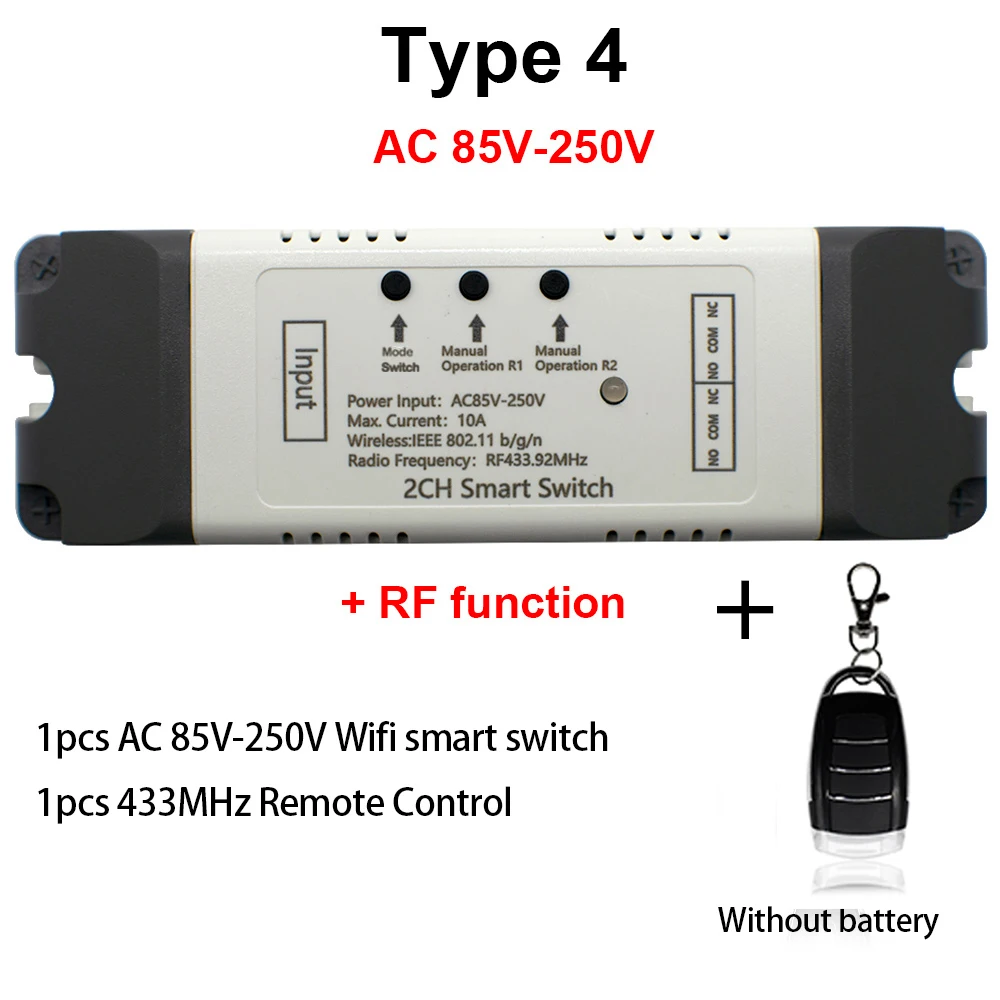 110V-220V Wireless Light Switch Module eWelink APP ON/OFF+433Mhz RF Wall Control 