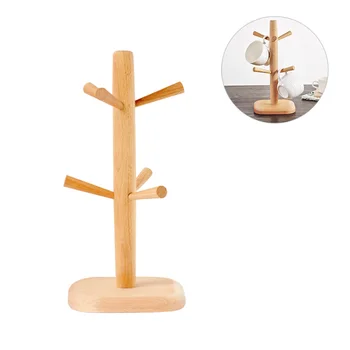 

Wooden Drain Cup Holder Cups Organizer Mugs Tree Cups Mug Glass Storage Rack Kitchen Supplies for Hotel Bar KTV- Tree Shape Squa