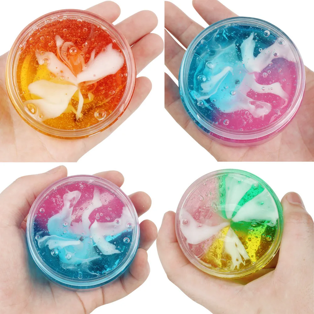 

Beautiful Color Mixing Cloud Slime Puttys Scented Stress Kids Clay Toy Antistress Kids Toy Squeeze RelieverToys Fun Gift L0115