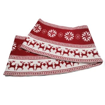

Xmas Tree Apron Xmas Tree Skirt Ornaments Elk Snowflakes Knitted Christmas Plant Bottom Apron For Home Party Decor RED COLOR