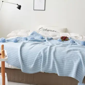 

Solid Color Blankets Beds Cover Soft Throw Blanket Bedspread Bedding Knitted Blanket Air Conditioning Comfy Sleeping Bedspreads