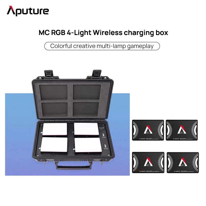 US $499.00 Aputure MC 4Light Travel Kit RGB LED Light CCT HSI Color Mode With Wireless Charging Box Photography Studio Outdoor Fill Light
