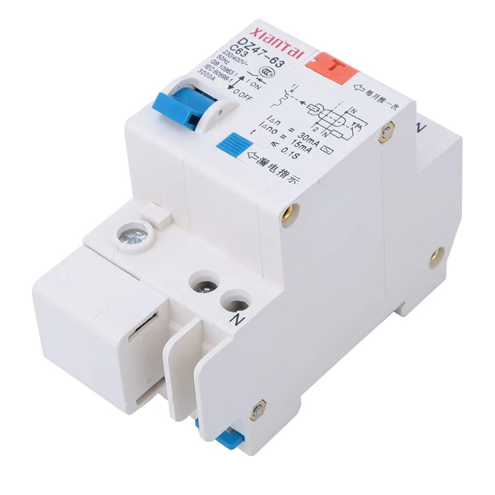 DZ47LE 1P+ N 230 V-400 V 50HZ 60A 4KA C тип выключатель остаточного тока