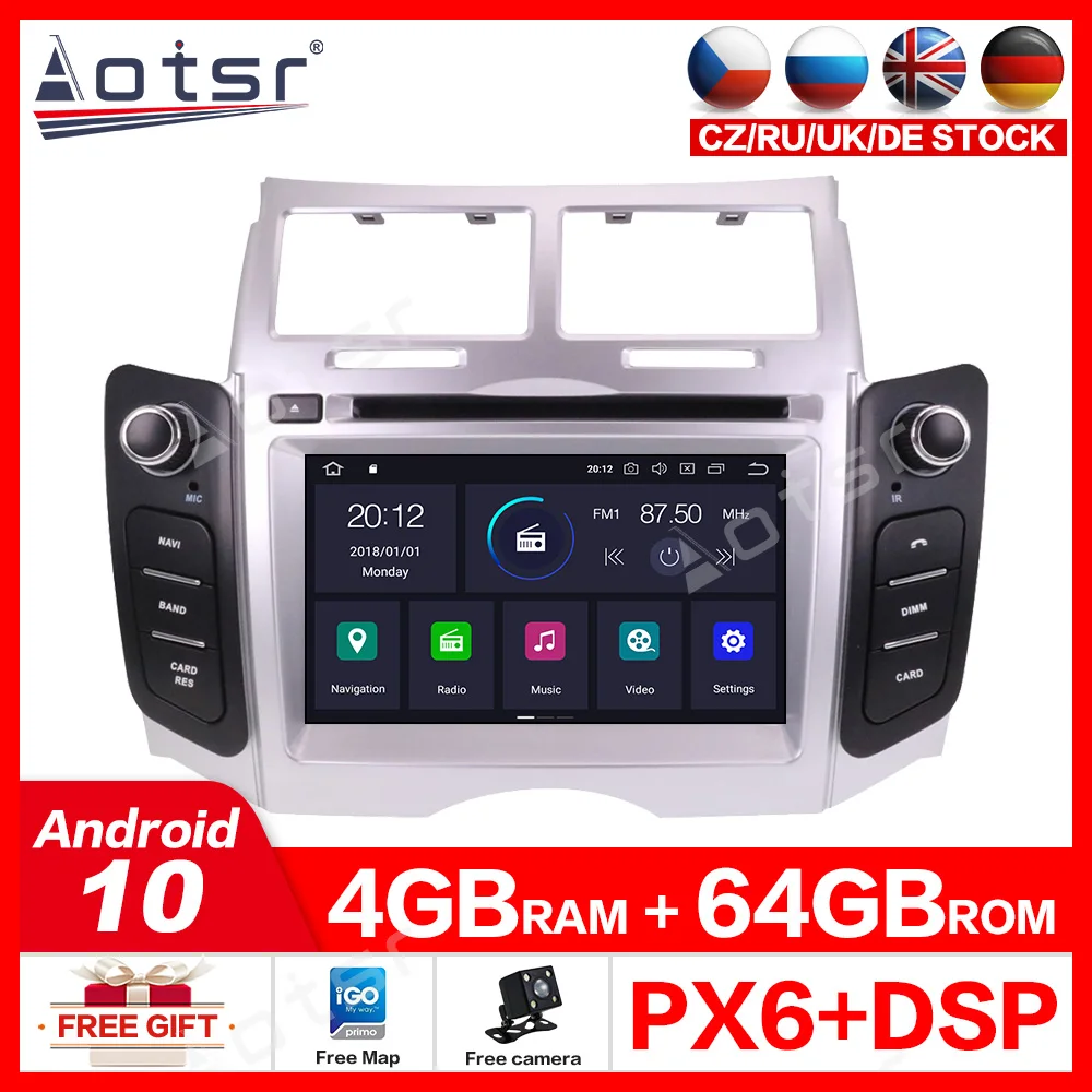 Android 10 0 2 din стерео приемник для TOYOTA YARIS GPS навигация Мультимедиа Авто 2005-2011