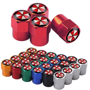 

4pcs Car styling Aluminum alloy Umbrella corporation Car Wheel Tire Valves Tyre Air Caps Case Resident Evil 6 colors Accessories