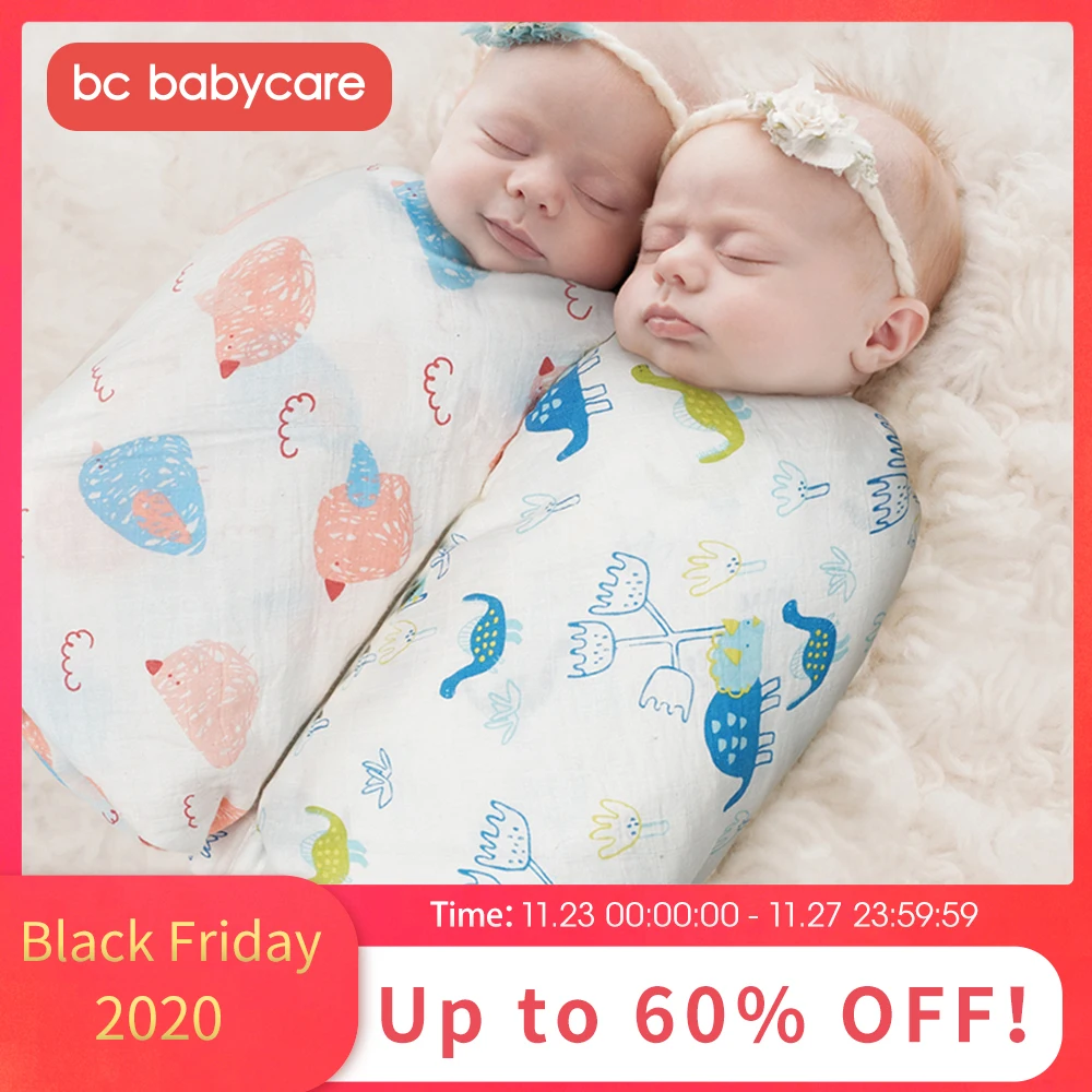 

BC Babycare Muslin Cotton Swaddle Blanket Baby Animals Print Multipurpose Soft Newborn Swaddling Bath Towel Sleeping Bags 0-72M