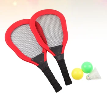 5 sztuk sportowe tkaniny dla dzieci sztuki rakieta tenisowa Badminton rakieta plażowa dla dzieci materiały zewnętrzne (czerwony 2 sztuk rakieta + 1pc Badminton tanie i dobre opinie CN (pochodzenie) Other