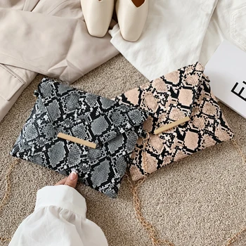 

Women PU Envelope Travel Flap Handbags Ladies Snake Skin Shoulder Messenger Bag Simple Shoulder Messenger Bag