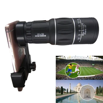 

16X Monocular Telescope Zoom Lens Telescopes Phone Clip Lens Telescope With Carrying Strap For Samsung External Camera Lens