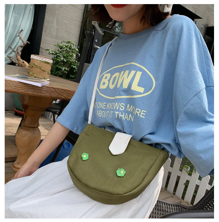 Micro for Women’s Canvas Handbag New Style Women's Messenger Bag Versatile Japanese Style Leisure Bag WOMEN'S Bag Flower Backpac