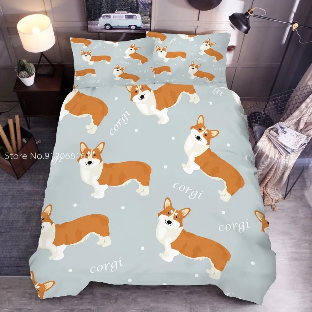 

2/3 Pcs Cartoon Bedding Set Lovely Dog Marine Life Pattern Printing Duvet Cover Children's Room For Kids Boys Girls Gift