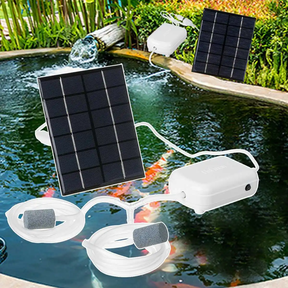 Solar Air Pump Kit Inserting Ground Water Air Pump Oxygenator Solar Aerator With Oxygen Hoses Air Stone For Pond Fish Garden