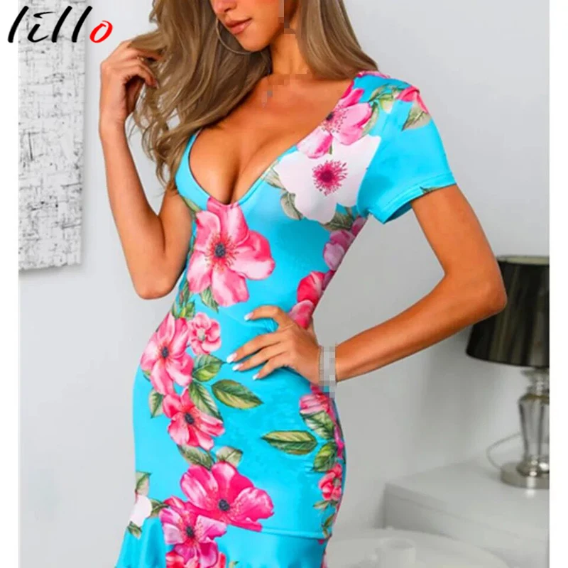 bodycon dress with frill hem