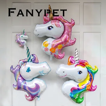 

50pcs/lot 110*80cm Rainbow Unicorn Foil Helium Balloons Kids Birthday Party Supplies Baby Shower Cartoon Horse Globos Toys