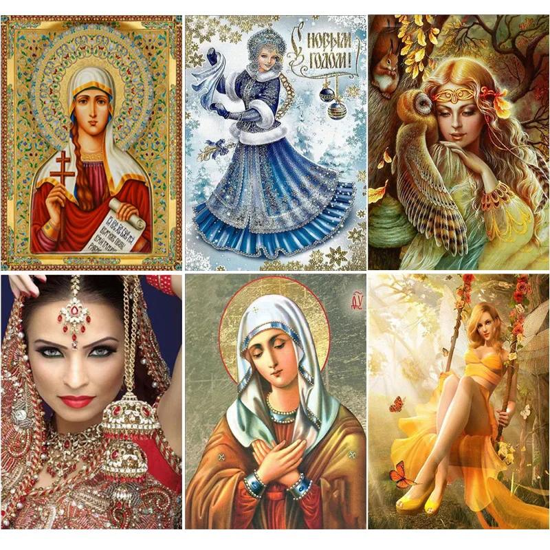 

DIY 5D diamond painting religious figure girl full circle diamond mosaic home decoration embroidery pattern embroidery handmade
