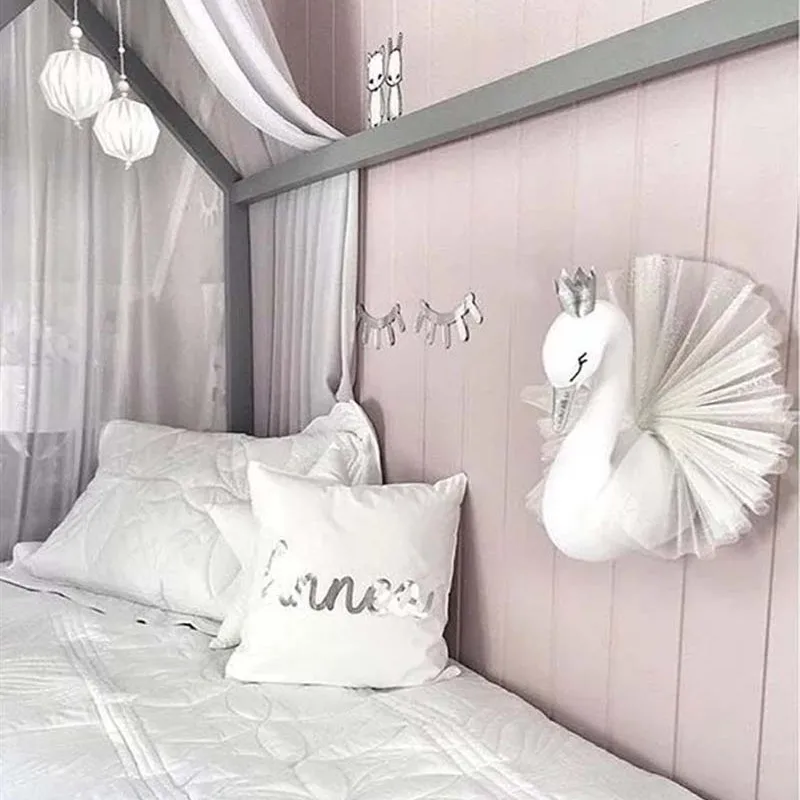 White wings Ручная работа, сделай сам, детская комната, голова животного, украшение для стен, для маленьких девочек и мальчиков, декор для комнаты, для малышей, детей, чучела, слон, лебедь, настенные игрушки - Цвет: White wings