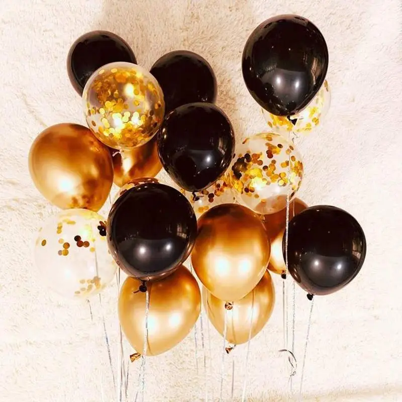 

18pcs/set Metal Chrome Gold Silver Latex Balloons Transparent Golden Confetti Balloon Wedding Birthday Rose Gold Party Decor