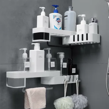 

Dual Layer Corner Shower Shelf Rotary Shower Caddy Shelf Bathroom Corner Storage Holder Organizer Wall Mounted Kitchen Shelves