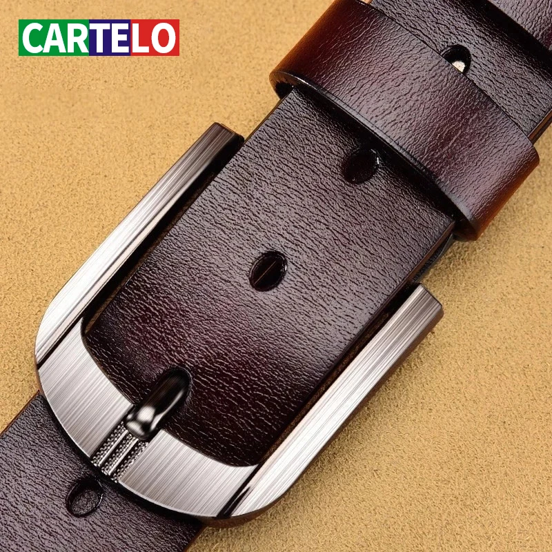 

CARTELO men belt cow genuine leather luxury fashion new male belts for men Vintage pin buckle waist belts High Quality