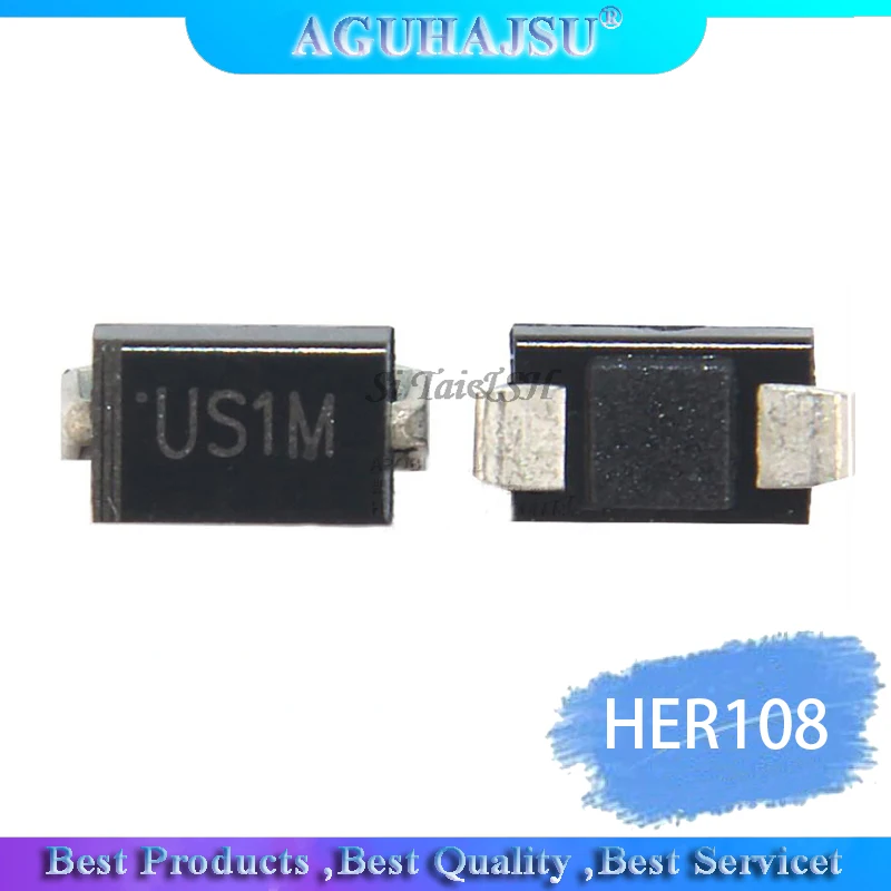 100 шт. с выпрямительным диодом HER108 1A 1000V SMA US1M|Диоды| |