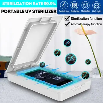 

UV Phone Sterilizer Box Charge Stand Mask Jewelry Phone Cleaner Personal Sanitizer Disinfection Cabinet with Aroma Esterilizador