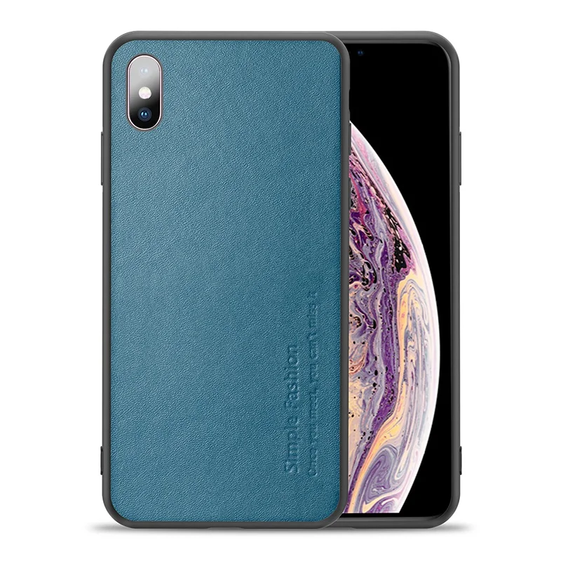 Для iPhone X Xr Xs 11 Pro Max Роскошный чехол из натуральной кожи для iPhone 7 8 Plus анти-осенняя крышка - Цвет: BLUE