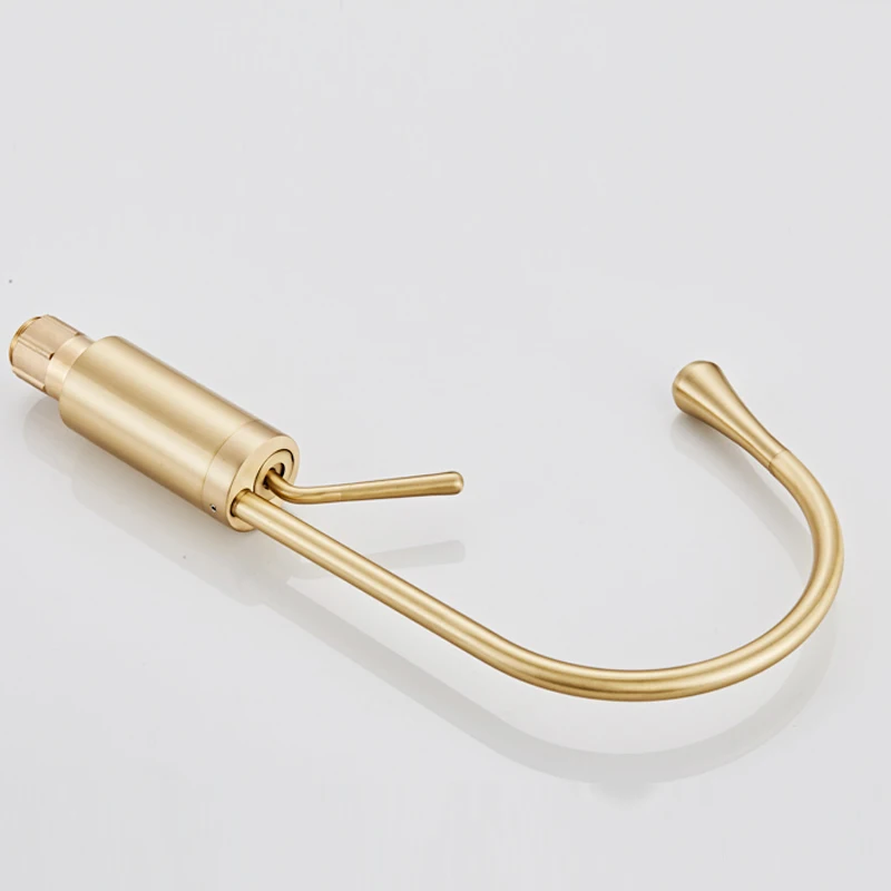 Современные матовые золотые смесители для раковины с одной ручкой, 360 градусов вращения, смеситель для умывальника, кран для воды для ванной комнаты, кран для раковины