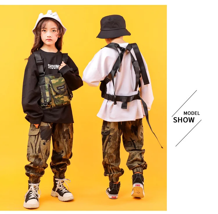 Children'S Hip-Hop Dance Clothes Kids Work Clothes Black White T-Shirt Pants Suit Hiphop Outfits Baby Girl Clothing Show Costume (10)