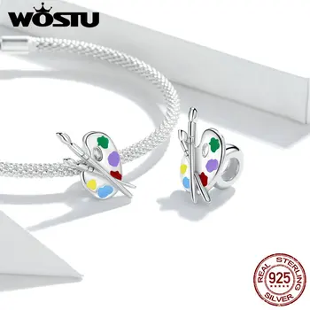 

WOSTU 2020 Genuine 925 Sterling Silver Colorful Palette Metal Charm for Original Women Silver Bracelet DIY Jewelry Making DAC359