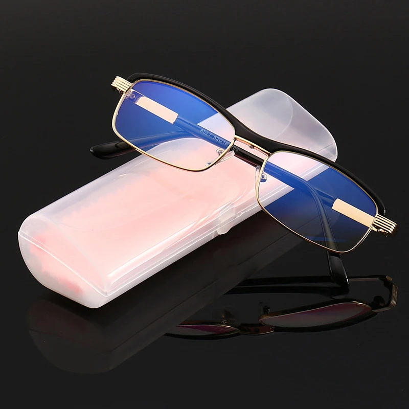 С защитой от синего света для чтения очки Для мужчин Для женщин квадратный диоптрии пресбиопические очки в металлической оправе+ 1,0 1,5 2,0 2,5 3,0 3,5 Z211
