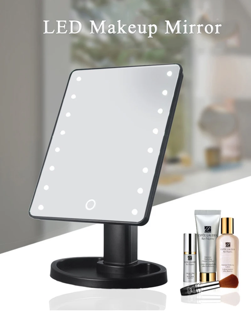Зеркало для макияжа с подсветкой, светодиодный светильник, портативное складное настольное косметическое зеркало 16/22 светодиодный светильник, сенсорное зеркало с подсветкой косметическое зеркало зеркало складное