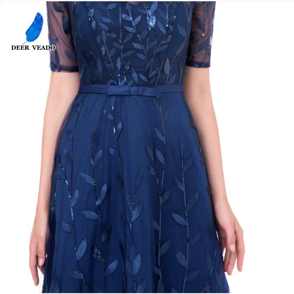 Женское длинное вечернее платье с принтом листьев DEERVEADO модель M212D|gown pattern|evening
