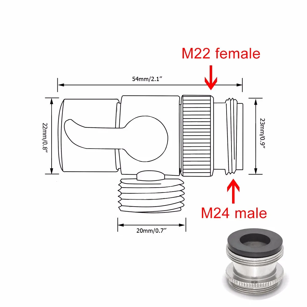 Ванная комната латунный кран для раковины разветвитель шланга адаптер M22 X M24