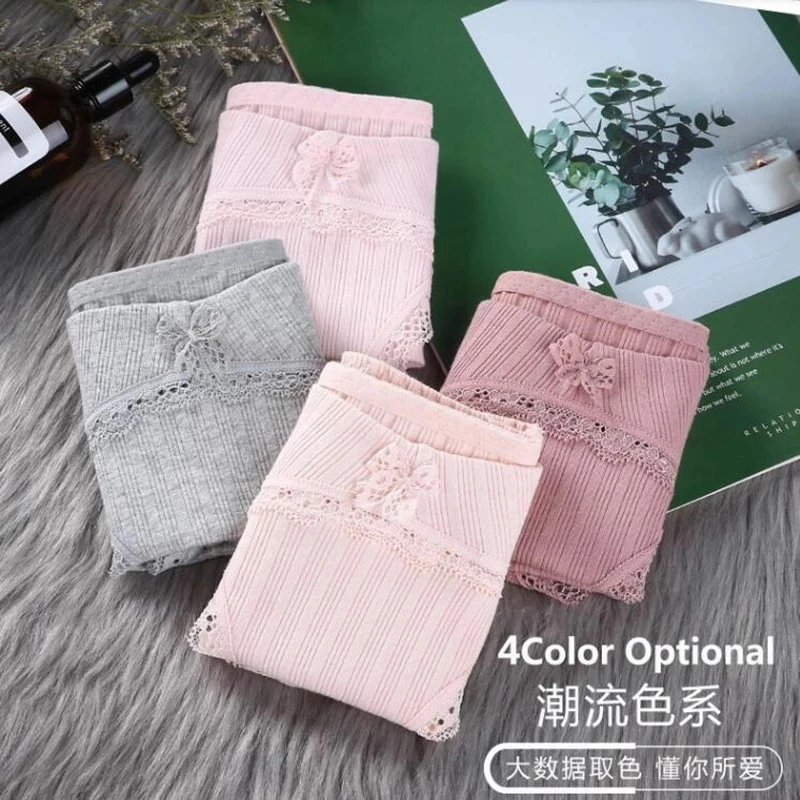 2PCS Rib Stretch Cotton Maternity Panties with Lace Low Waist Belly Underwear Clothes for Pregnant Women Pregnancy Briefs
