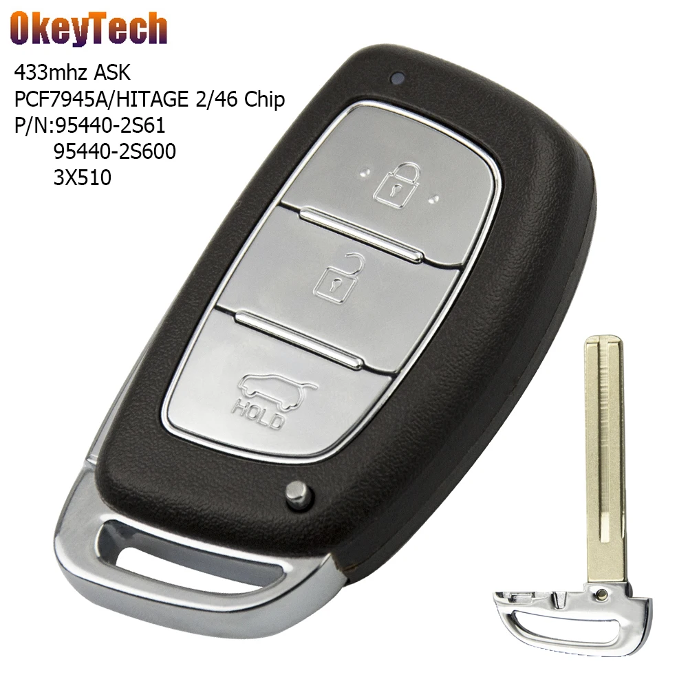 OkeyTech дистанционный Автомобильный ключ для Hyundai Solaris IX35 IX45 ELANTRA HB20 Verna 3 кнопки 433 МГц