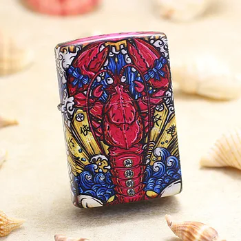 

Genuine Zippo oil lighter copper windproof Coloured Red Lobster cigarette Kerosene lighters Gift With anti-counterfeiting code