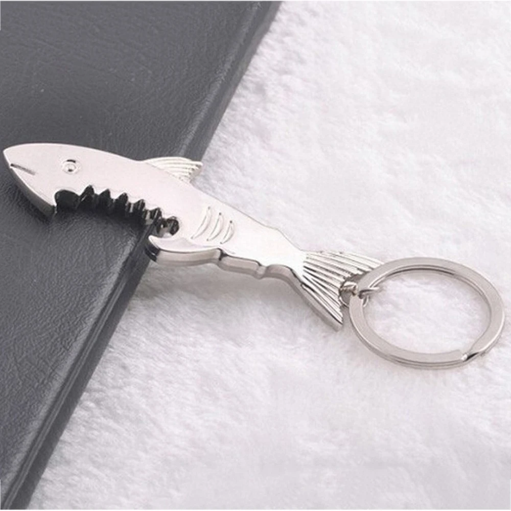 

New Creative Key Chain Bottle Opener 1PC Gift Alloy Beer Shark Glossy Opener Keychain Keyring Key Chain Key Ring Colorful