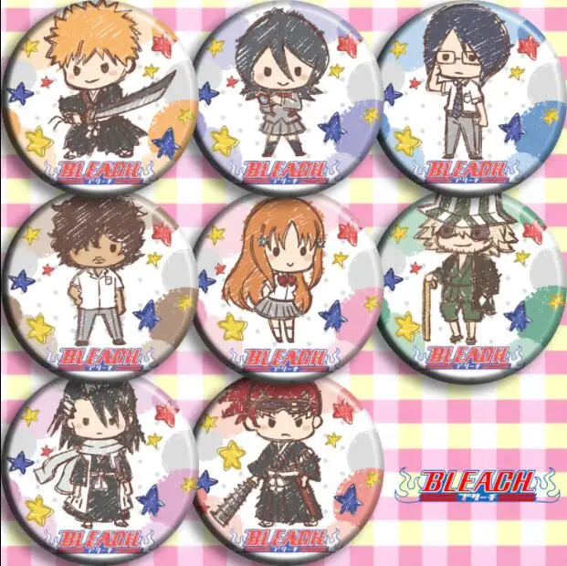 8 шт./1 лот аниме отбеливатель Kurosaki ichigo Inoue Orihime Ishida Uryuu Sado yaento фигура 4770 значки
