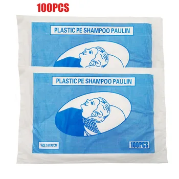 

100Pcs/pack Hair Salon Disposable Waterproof Hair Washing Pad Clear Shampoo Bags Capes Hair Cleaning Shawl