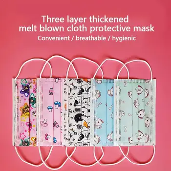 

Childern Kids Disposable Mouth Face Mask Cartoon Dustproof Mask Fabric Protective Flu Non-Woven Anti-fog Dust X3Q8