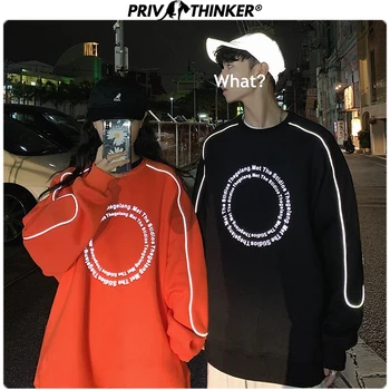 

Privathinker Men 2020 Line Reflection Street-Style Hoodies Mens Korean Hooded Clothes Male Pullover Tops Hip Hop Sweatshirts