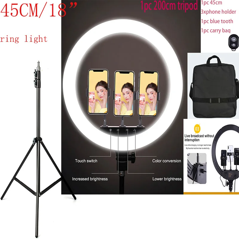 

18inch 55W 480PCS LED Ring Light With 200CM Light Stand 1 remote control for Photography Camera Photo Studio LED lighting