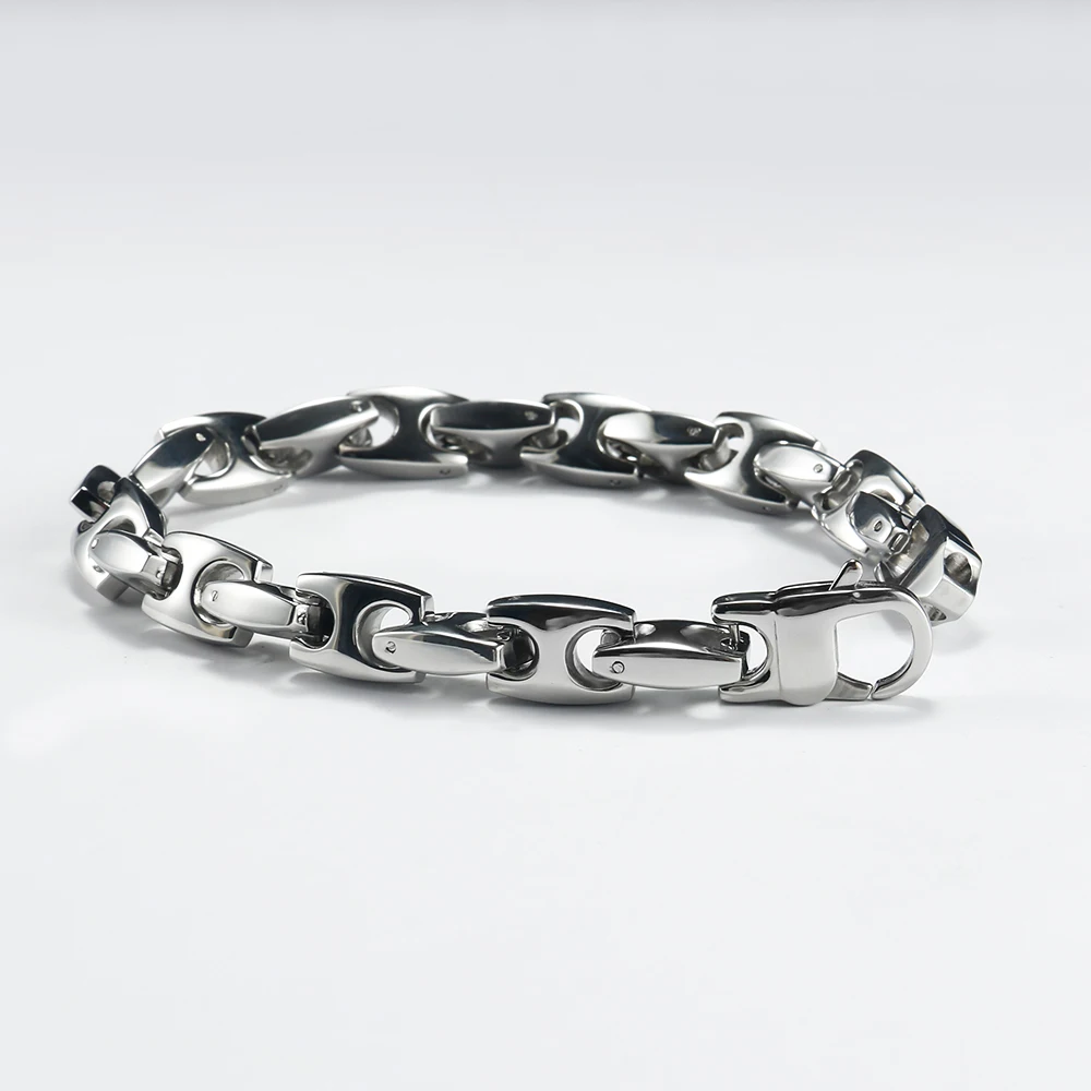 10mm Wide Hip Hop Stainless Steel Bracelets for Men Silver Color Accessories Rock Link Chain Bangles Waterproof Jewelry | Украшения и