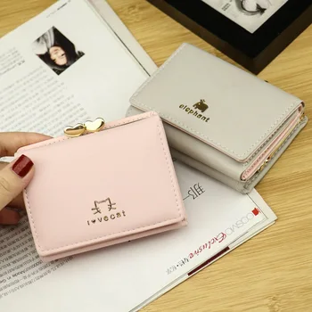 

Women's Korean-Style Cat Buckle Short Wallet Leather Three-Fold Wallet