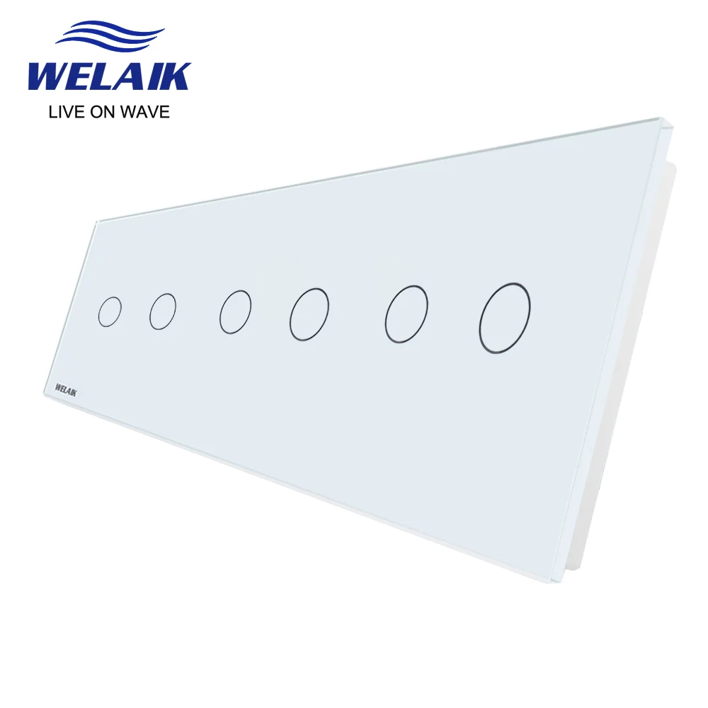 Welaik ue Quadro 222*80m 2gang Led Interruptor de Toque Parede Luz Branco Cristal Temperado Painel Vidro Apenas Peças Faça Você Mesmo A39222w1