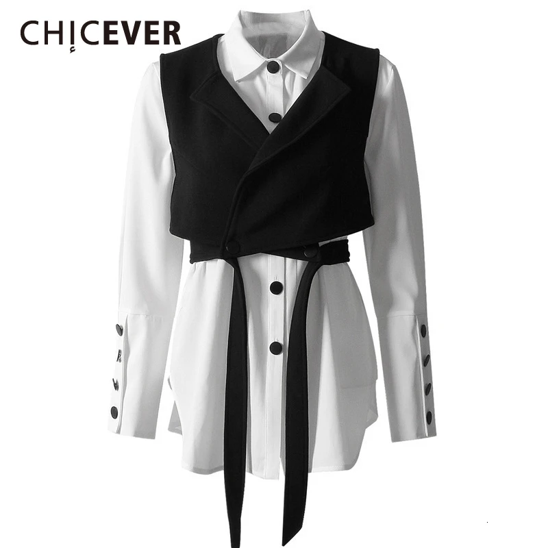 Комплект из двух предметов CHICEVER белая рубашка с длинными рукавами фонариками
