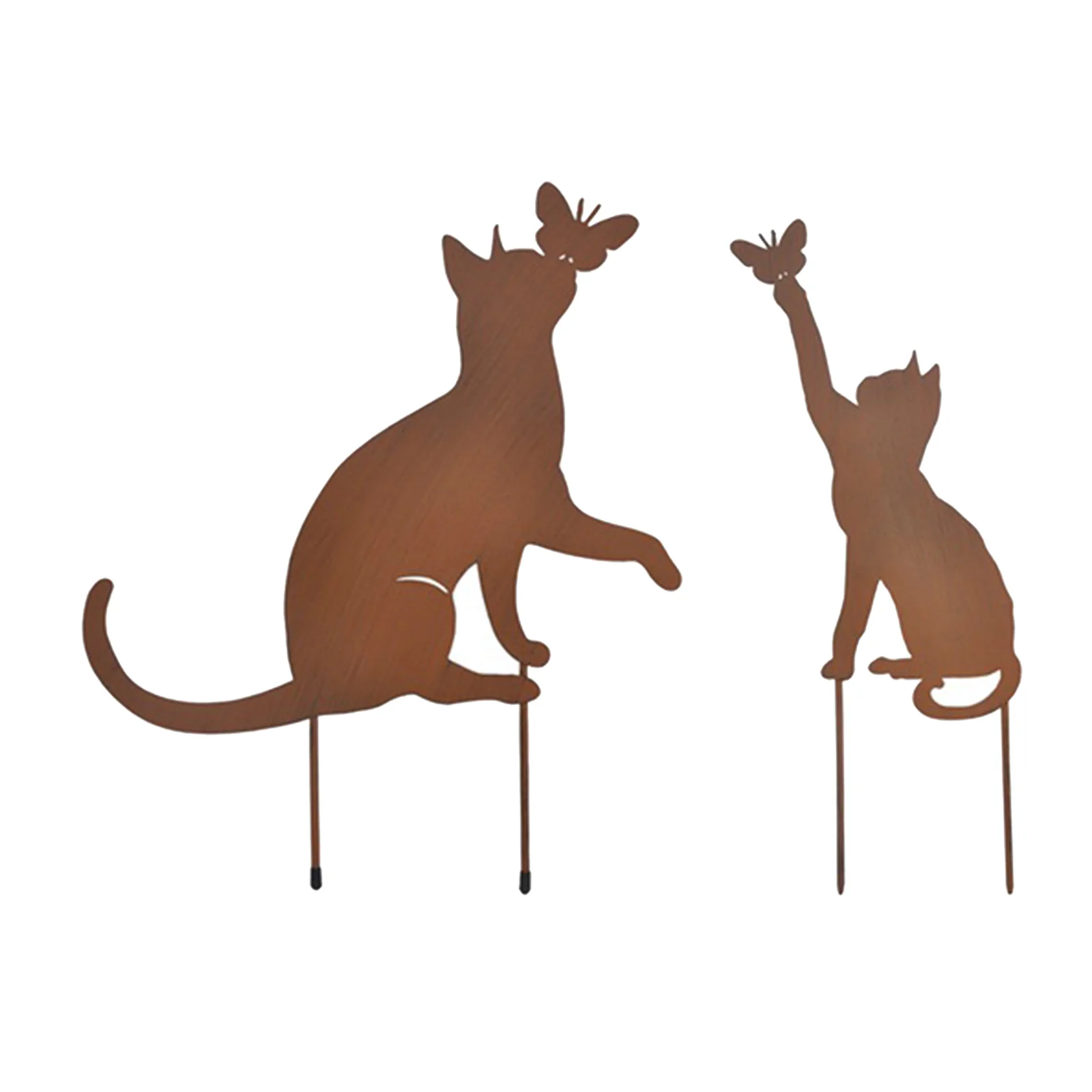 Metal Cat Garden Stake Decor Brown Cat Silhouette Stake Plugin Garden