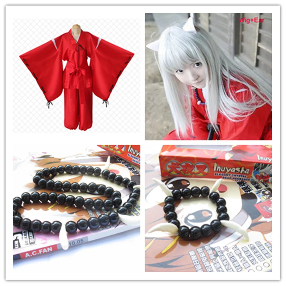 Костюм аниме Inuyasha Косплей костюмы Красный японское кимоно мужской костюм парик