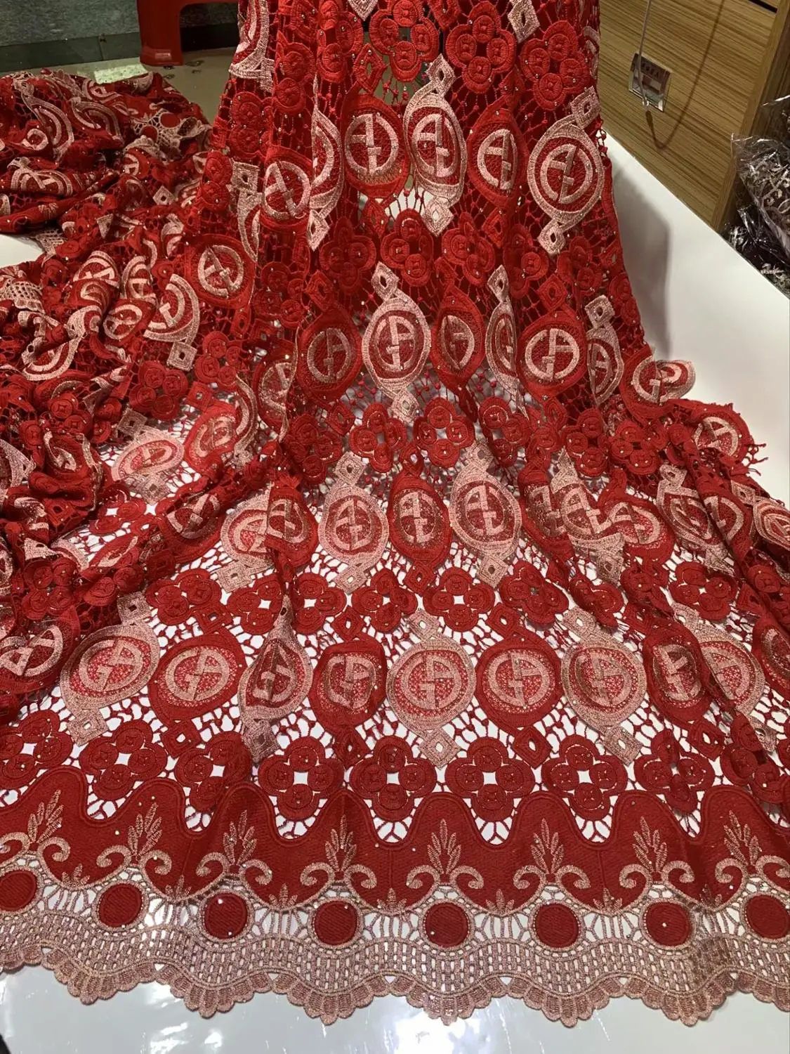 

onion color handmade french beaded lace fabrics 2019 3d flower sequins fabric luxury full beaded bridal lace fabric 5yards LFB22