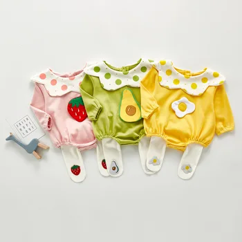 

Kids Romper 2020 New Baby Girls Jumpsuits Autumn Winter Cotton Cartoon Fruit Strawberry Rompers Toddlers Cute Color Overalls